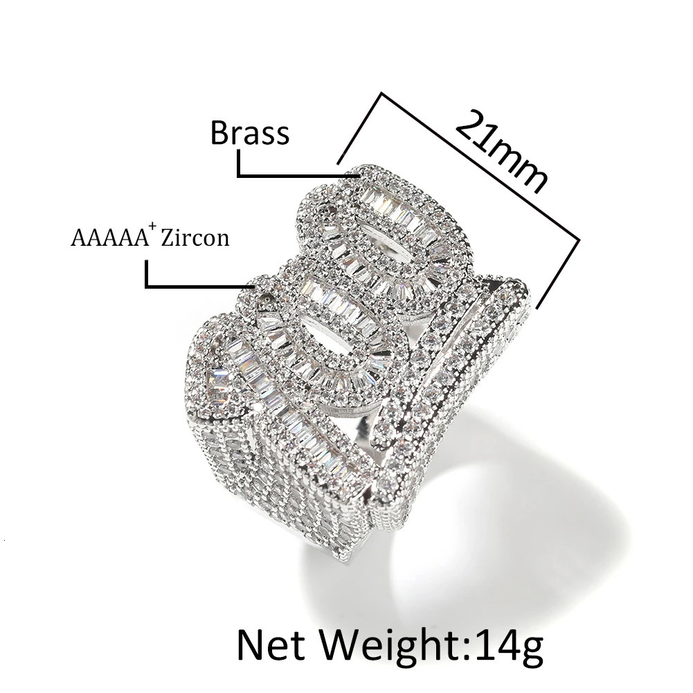 UWIN Iced 100 Rings for Men Iced Baguettecz Prong Setting Cubic Zirconia Rings Fashion Jewelry for Rappers 250812