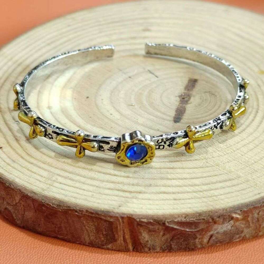 Retro Cross Bracelet 925 Sterling Silver Chain Authentic Cross for Men and Women Hip Hop Personality Adjustable Open Bracelet