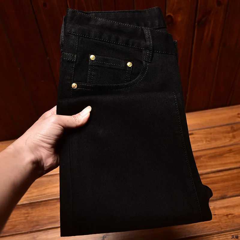 2024 New Light Luxury and Simplicity Black Jeans Mens Fashionable All-Match Straight Slim Fit Casual Trend Skinny Stretch Trousers X250812