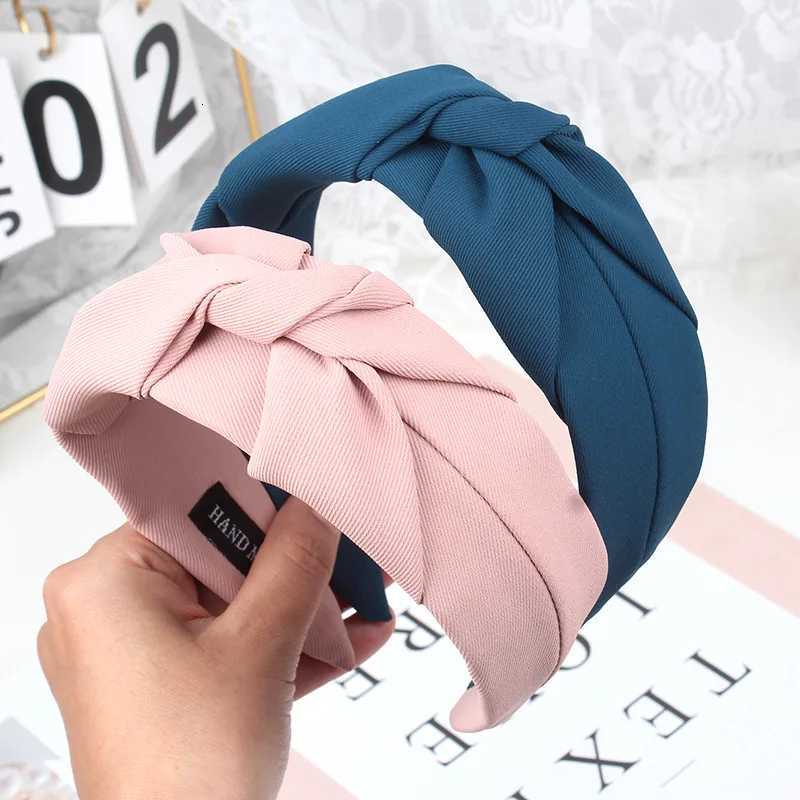 New Fashion Knotted Bands for Women Solid Color Girls Cloth Hair Bands Wide Hairband Soft Hair Hoop Hair Accessories X250812