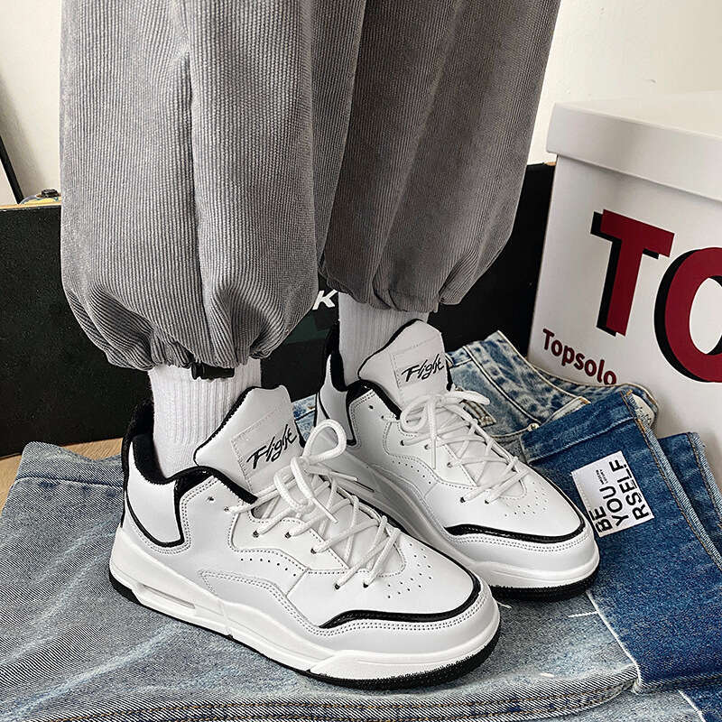 Men's Basketball Trendy Real Air Cushion Chinese Style Sports Shoes Couple Free shipping Cold Bond Leather White Sneakers