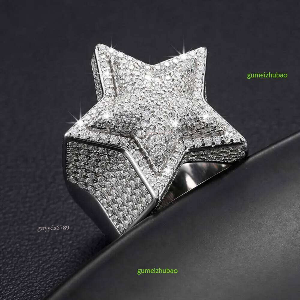 VVS Moissanite Dia Star Ring With GRA CertificateHiphop Men Women Fine Jewelry Iced Out Gold Plated Sterg Sier