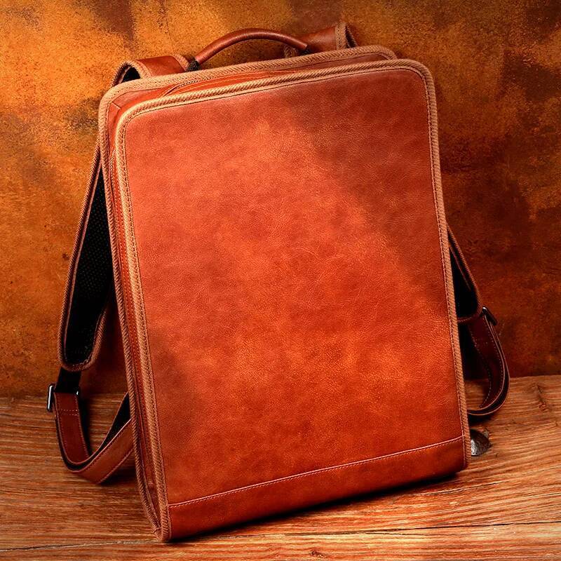 Leather shoulder men's business leisure first computer bag leather travel backpack high-quality