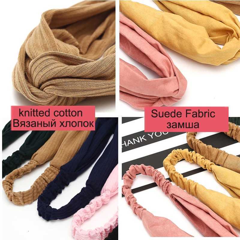 100% Cotton Cross Top Knot Elastic Hair Bands Soft Solid Color Girls Hairband Hair Accessories Twisted Knotted Wrap X250812
