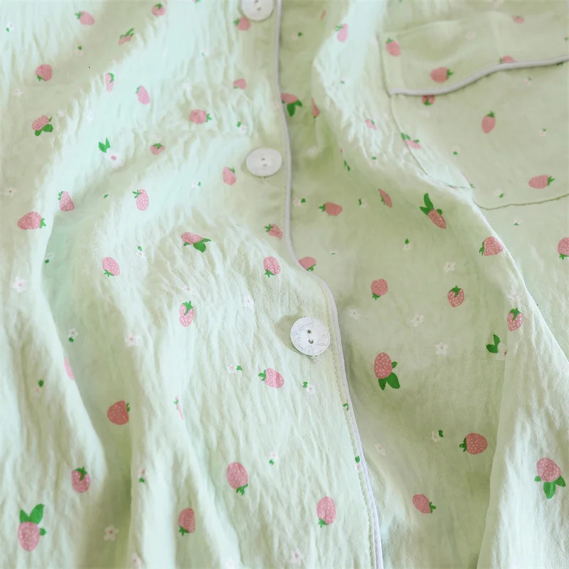 2 PCS Women Pajama Sleepwear Set Long Sleeved Pants Suit Peach Print Ventilate Soft Comfortable Home Leisure Clothes 250811