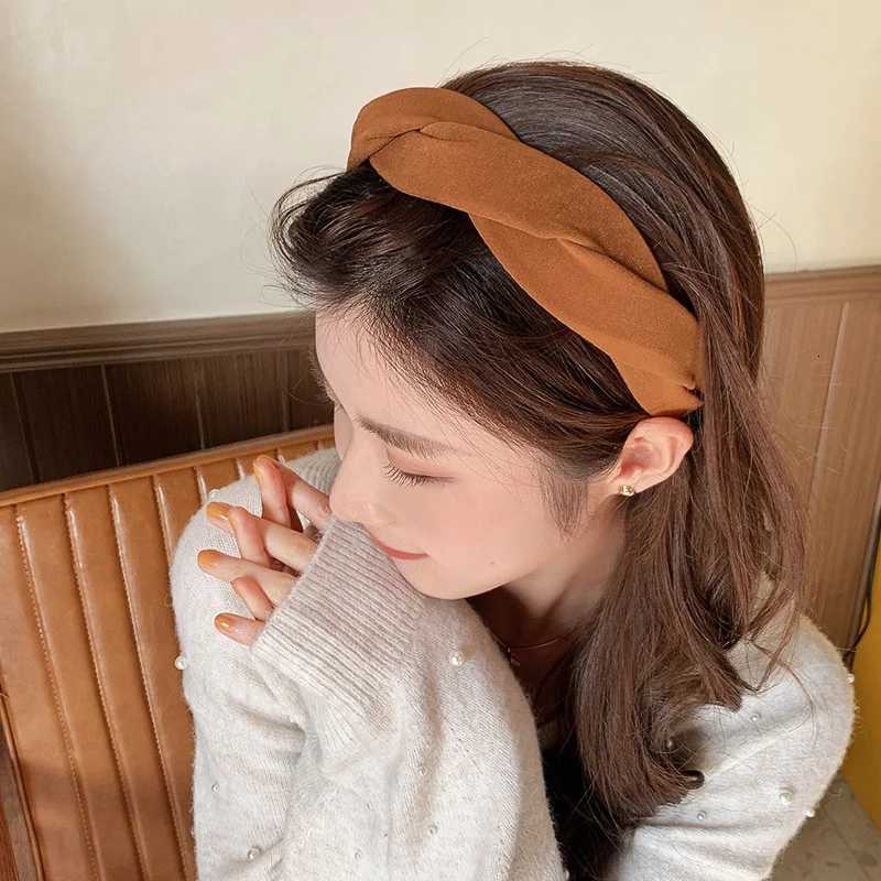 Solid Braided Vintage Soft Elastic Band for Women Fashion Wide Side Hair Band Hoop Wear Girls Hairband Hair Accessories X250812