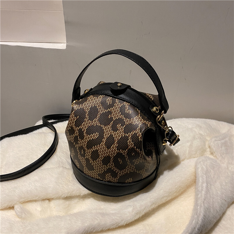 Leopard Print Stylish Small New Korean Fashion Personality Trend Simple Handheld Crossbody Cylinder Bag ddmymarket