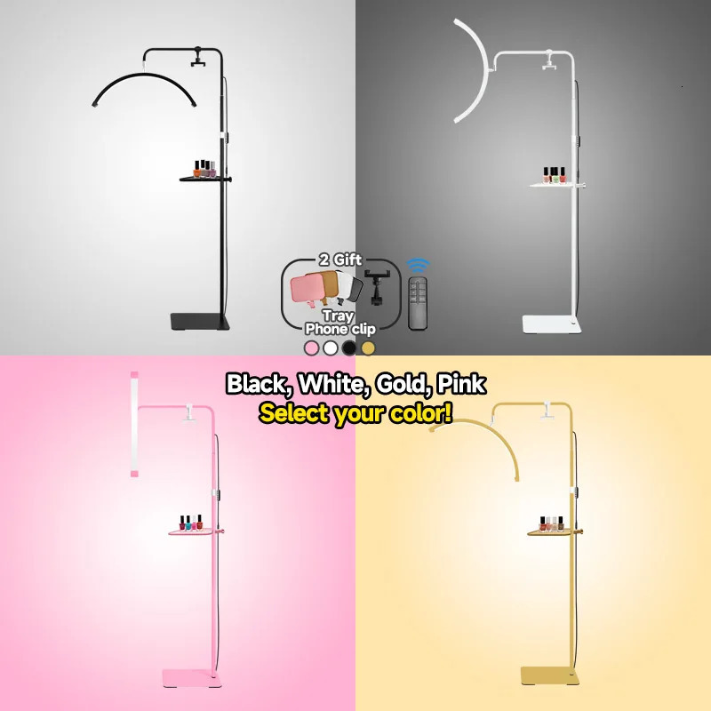 Free 23inch 45W Moon Lamp Floor Led Half Ring Light With s Salon Lash For Eyelash Makeup Tattoo 250729