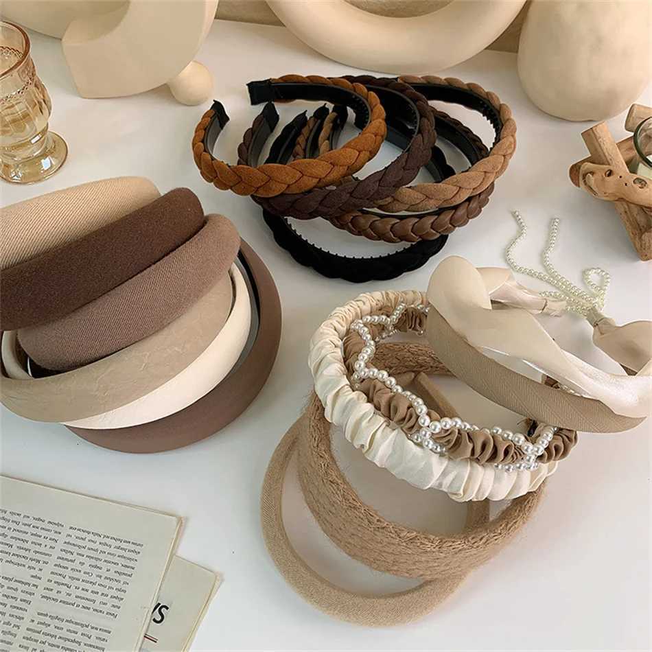 Trendy Wide Hair Bands For Women Dress Solid Color Cloth Band Bezel Girls Hairband Hair Hoop Female Hair Accessories X250812