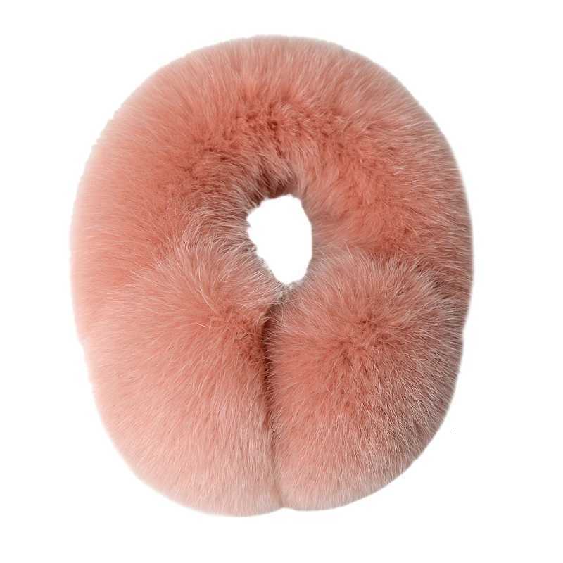 100% Winter Natural Real Fox Fur Earmuffs Plush Warm Decorate Women Cute Solid Ear Warmer Headphones Neck Warm Bib Scarf XJ250812