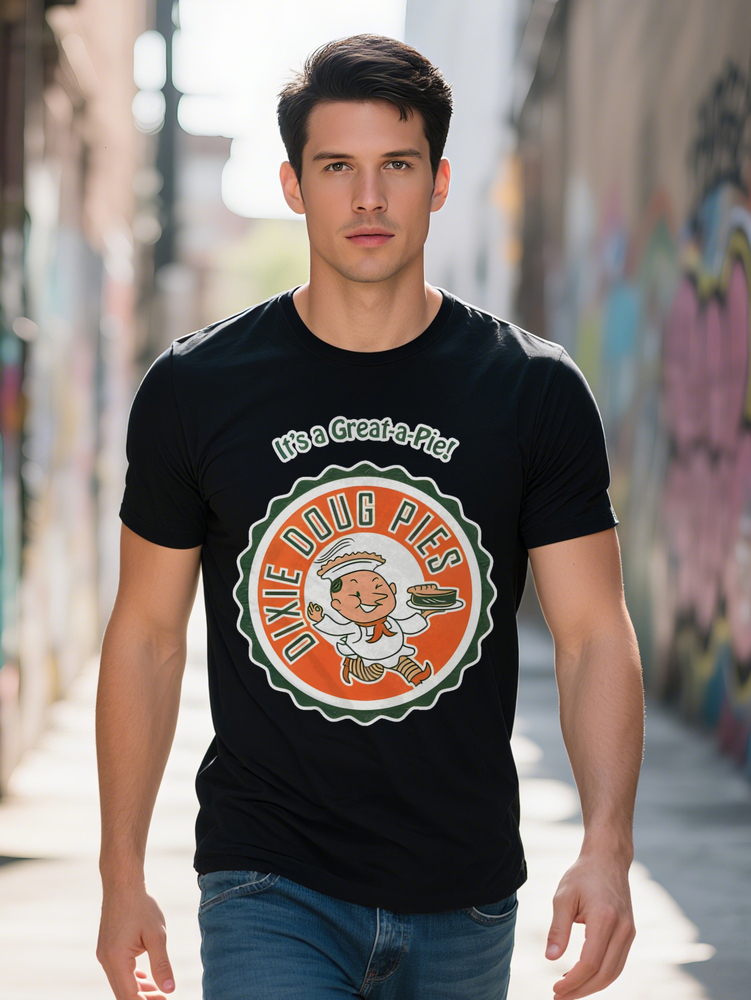 Men Graphic T Black Round Neck Tee with It s a Great Pie Print Lightweight gsm Summer Shirt Regular