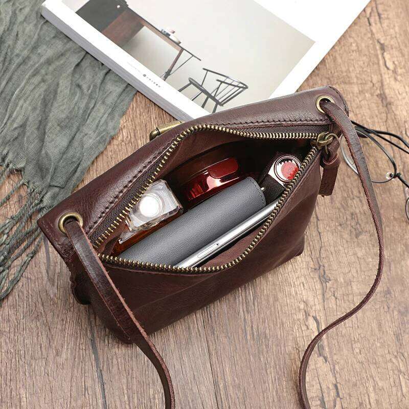Soft Genuine Women Messenger Female Real Leather Crossbody Shoulder Bags Small Handbag Retro Phone Bag For Girls