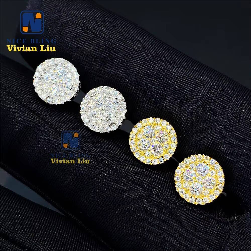 Pass Diamond Tester High Quality S925 Sterling Silver Luxury Fashion Jewelry Vvs Moissanite Stud Earrings