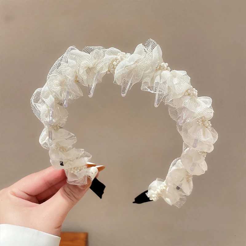 Mesh Beaded Band Classic Black And White Band Elegant Fem All-Match Hair Accessories X250812