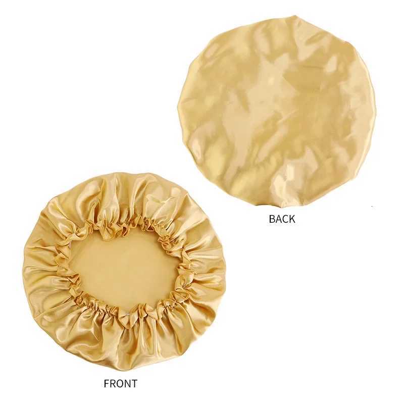 Elastic Band Hair Care Bonnets for Women Solid Color Satin Sleeping Night Caps Femme Hair Cover Beanies Shower Hats Accessories XJ250812