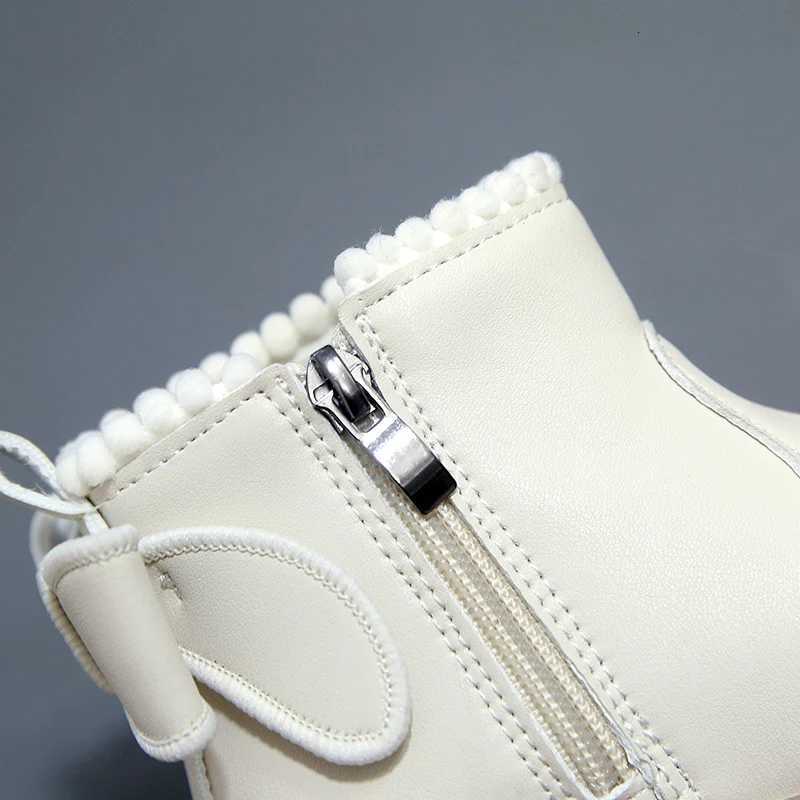 2025 Girls Princess Shoes Girls Brown Black Boots Rubber Par Shoes Anti-slip Baby Plush Shoes with Bow Kids Shoes Girls Boots XJ250812