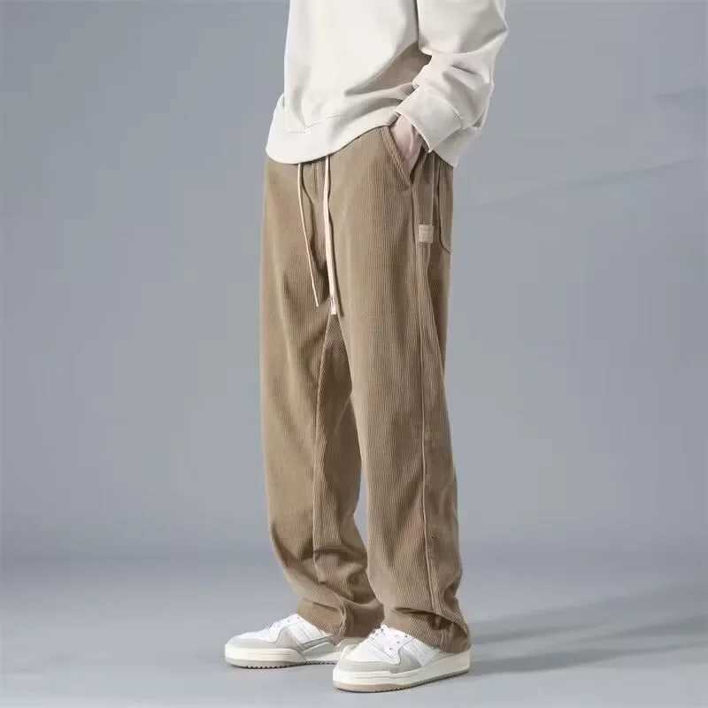 Mens Corduroy Trousers Loose-Fit Straight-Leg Wide-Leg Casual Pants Winter Lifestyle Pants Trendy Brand Sports Casual Trousers W250812