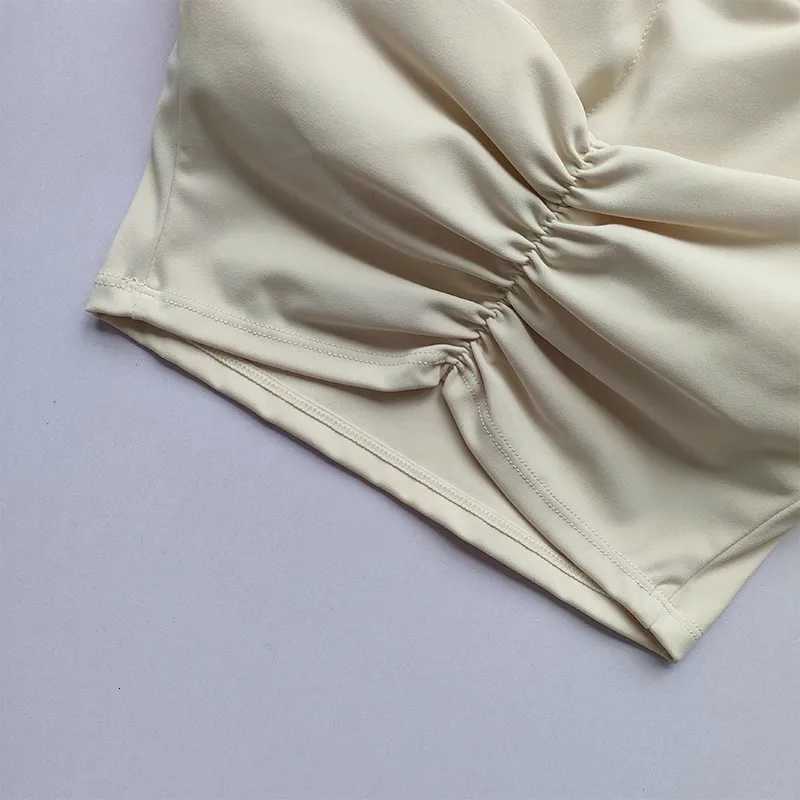 Womens Sports Bra Sexy Neckband Chest Cushion Beautiful Back Fashionable Pleat Gathering Sports Bra for Fitness Z250812