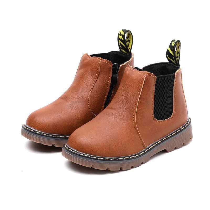 New Kids Fashion Boots for Boys Girls Toddlers Big Children Ankle Boots with Zipper Warm Thick Plush Autumn Winter Chelsea Boots XJ250812