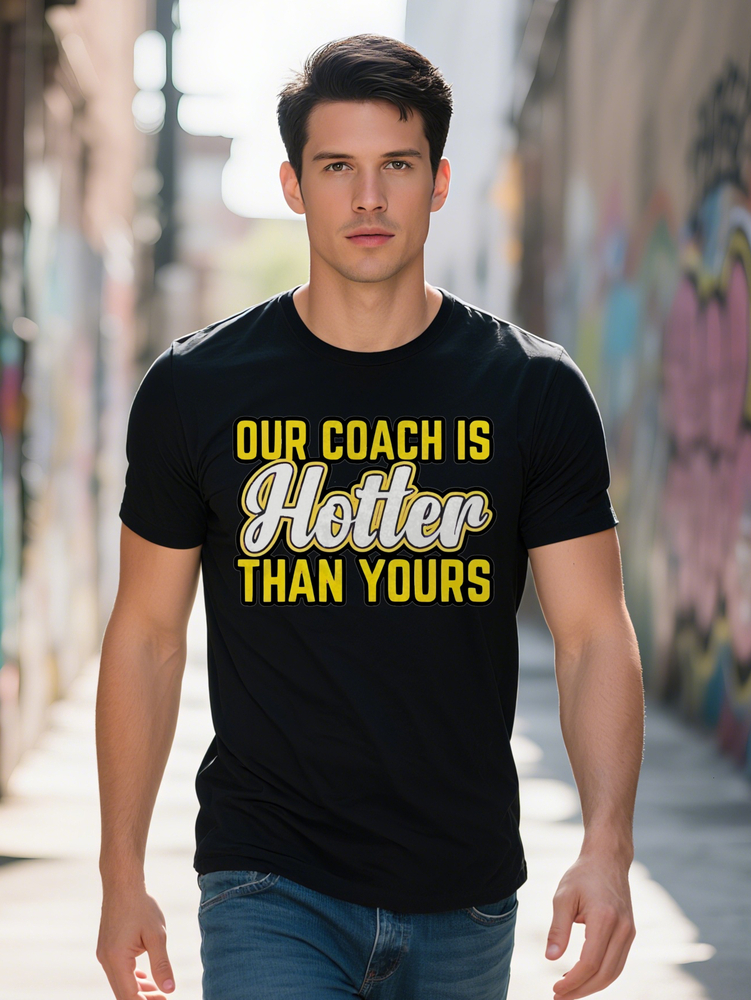 S Crew Neck T Shirt with Our is Hotter Than Yours Print Graphic Tee Summer Fashion Perfect Gift for Men Casual