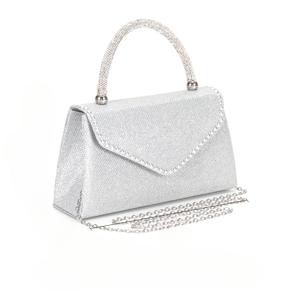 2025 Autumn New Women's Shoulder Bag, Solid Color Water Diamond Decorative Banquet Side Handbag, Designer Bag, Women's Crossbody Bag