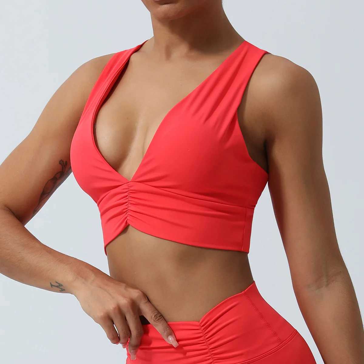 Female Cross Strap Sports Vest Bras For Women Bra High Strength Gym Underwear Sexy With Pad Bra Push Up Tops Workout Lingerie Z250812