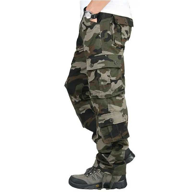 Mens Tactical Camouflage Overalls High-Quality Cotton Multi-Pocket Trousers Sports Training Casual Work Pants X250812