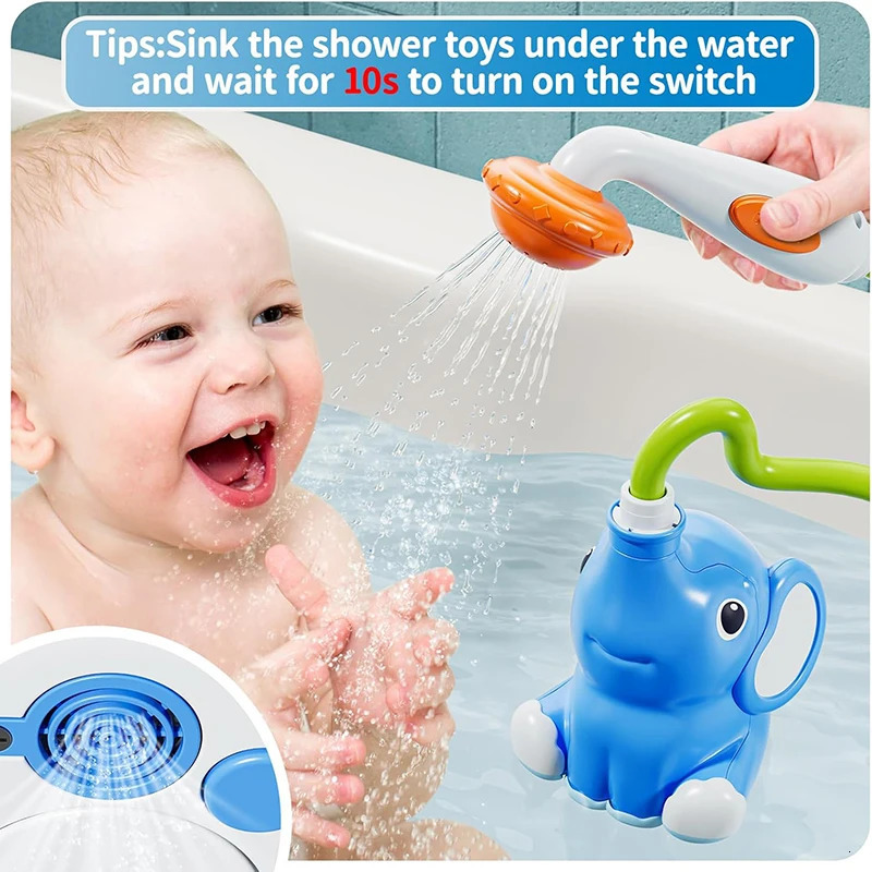 Baby Bath Shower Head Toys for Kids Ages 2-4 Bath Toys for Infants with Elephant Water Pump for Kids 3-5 Kids Bath Toys 250811