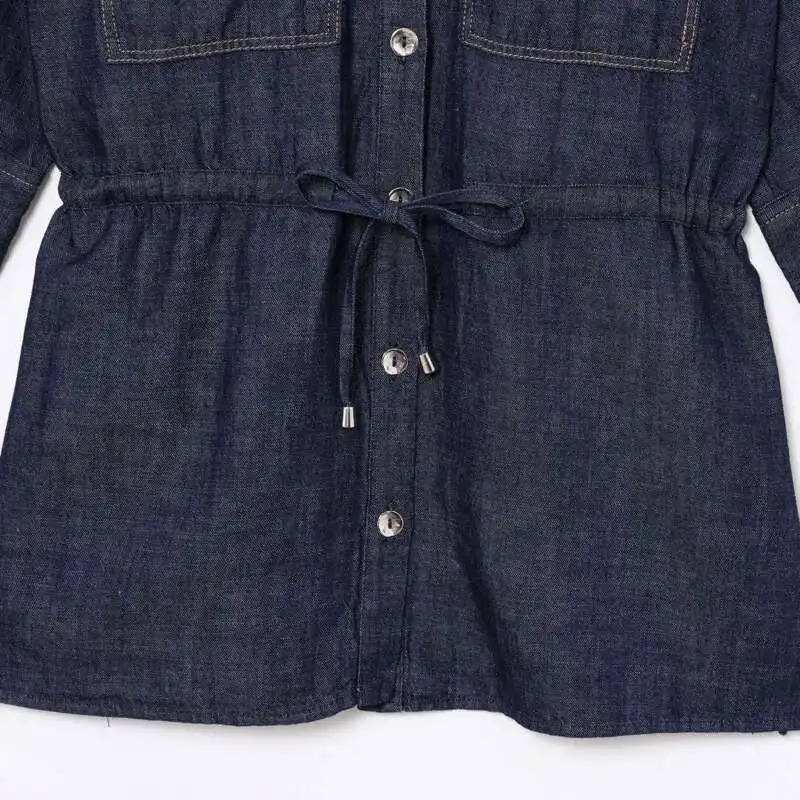 BJTZ 2025 Spring Summer Womens Belted Denim Set Jacket Wide Leg Pants Two Piece Casual Chic Streetwear Outfit Lightweight 250808