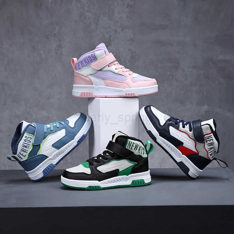 Popular Autumn and Winter High-Top Sneakers for Boys and Girls New Velvet Warm Casual Shoes for Older Children Running Shoes T250812