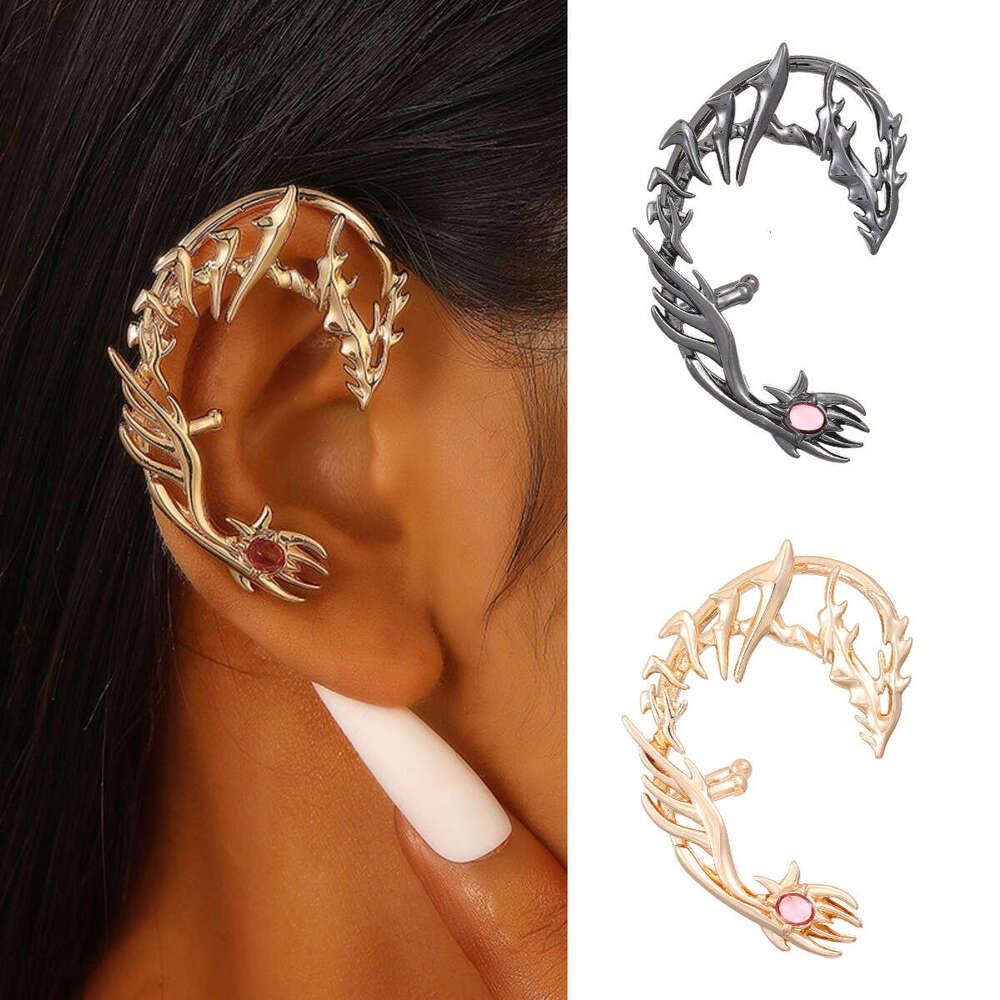 Exaggerated Personality Punk Dragon Clip for Women Without Piercing New Chinese Style Dragon-Shaped Zircon Thorn Geometric Ear Cuff