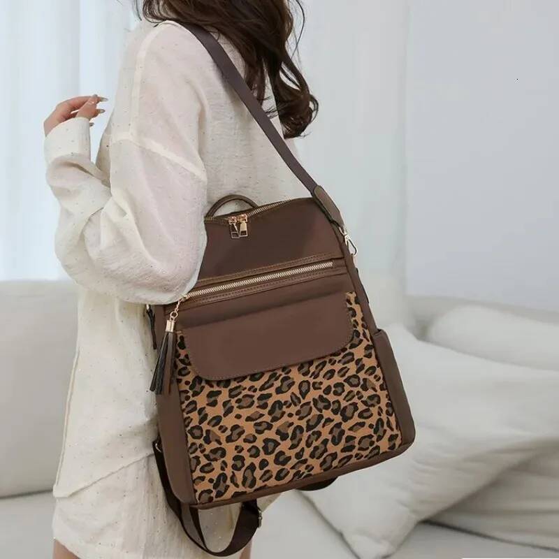 Oxford Leopard Print Fashion Backpacks Zipper Large Capacity Simple Women's Bags on Sale Versatile Classic Schoolbags high-quality