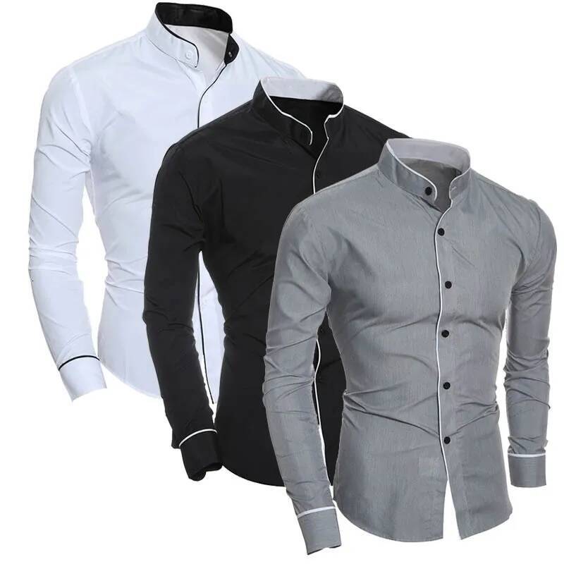 2025 Men Casual Formal Slim Fit Long Sleeve White Shirt Male Comfortable Social Dress Shirts Brand Mens Clothing ddmymarket