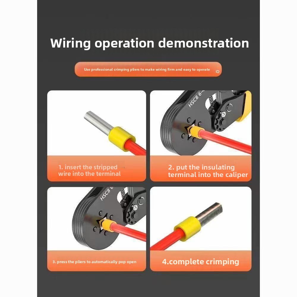 Special VE Terminal Crimping Pliers Set HSC8.6-46-6 Four-Sided Ratchet Labor-Saving 1200 Cable