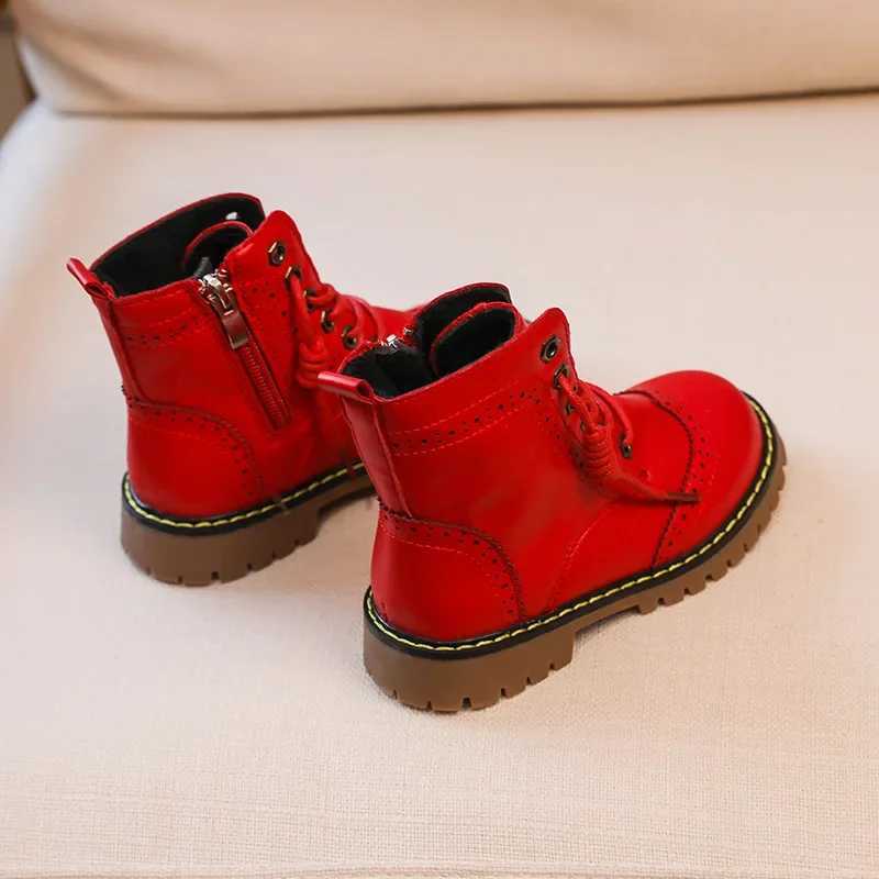 2025 Winter Kids Boots Girl Leather Shoes Solid Fashion Children Ankle Boots Non-slip Warm Boots Boys Girls Shoes Kid Sneakers XJ250812
