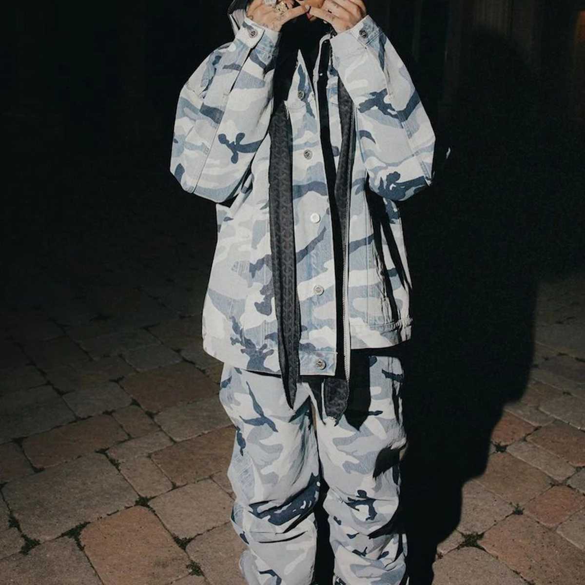 New Fashion Bigshape Snow Camouflage Jeans for Men and Women Wide Leg Casual Baggy Denim Trousers Patchwork Cargo Pants Oversize X250812