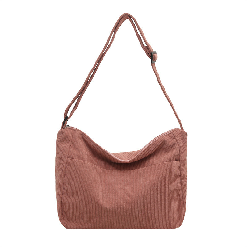 Large Capacity Simple Fresh New Fashion Casual Corduroy Single Shoulder Crossbody Tote Bag for Women ddmymarket