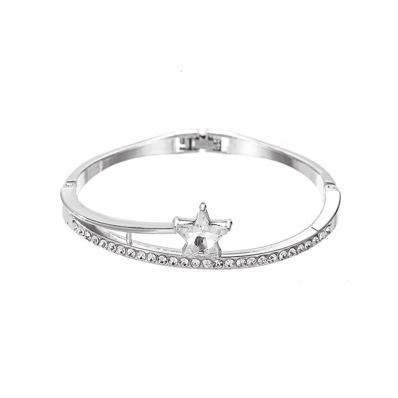 Korean Style Fresh Full Design Simple Five-Pointed Star Zircon For Women Student Best Friend Bracelet