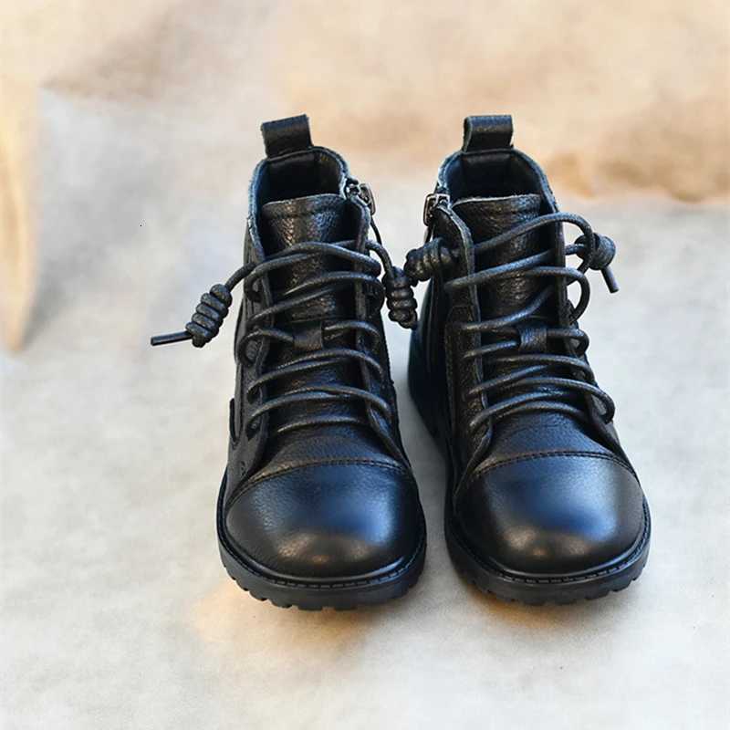 New Cowhide Boys Ankle Boots Genuine Leather Spring Winter Kids Shoes Baby Girls Snow Boots Non-slip Childrens Shoes XJ250812