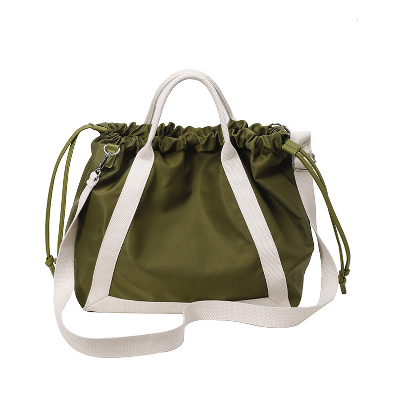 Spring New Korean and Japanese Style Dual-Use Nylon Large Capacity Shoulder Color-Block Commuter Tote Trendy Bag