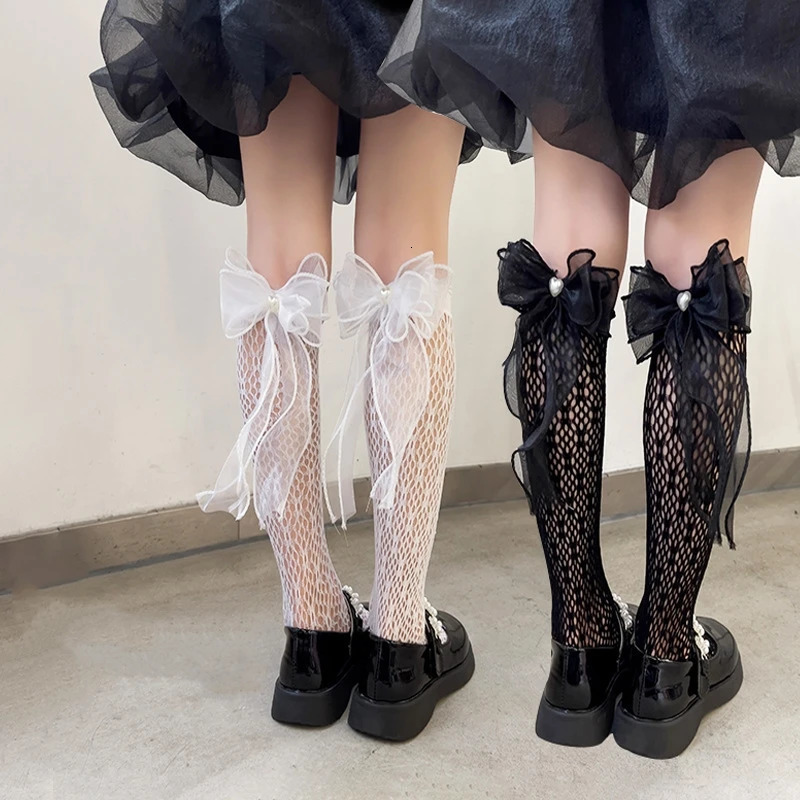 Baby Summer Thin Lolita Sock Lace Bowknot Stockings Girl Long Socks School Uniform Princess Calf Kids Knee High Stocking 250812