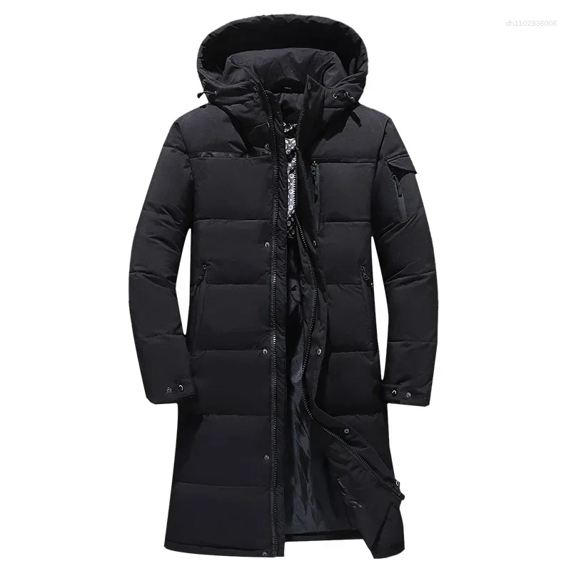 Men's Down Winter Jacket Thick Thermal Waterproof Coat High-quality Long 80% White Duck Hooded Male Parka 5XL