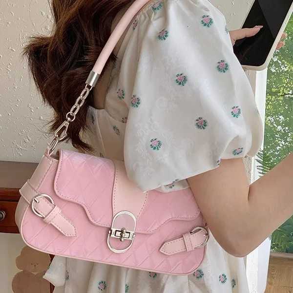 Womens Pink Bag Kawaii Korean Version Fashion Maillard Bag Flip Cover Bag s Versatile Single Shoulder Underarm Bag Z250812