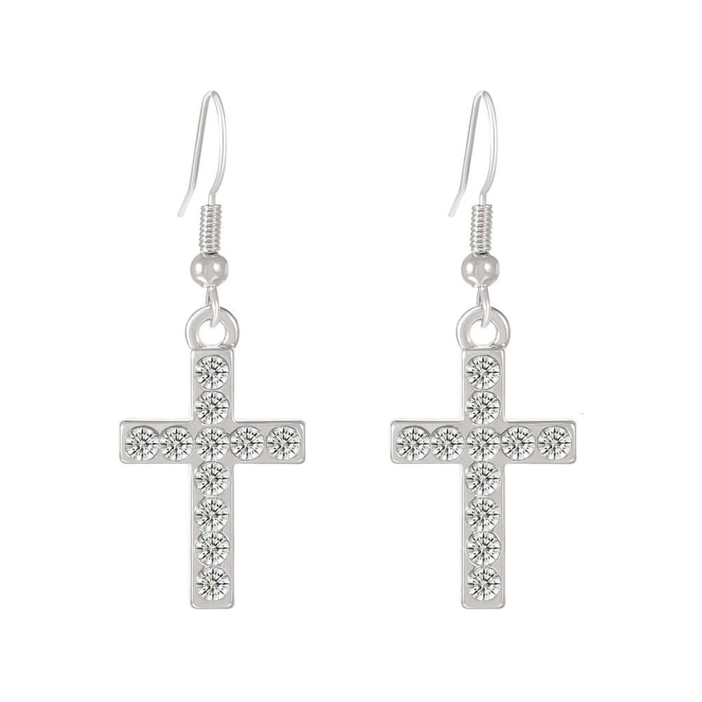 Gothic Dark Dia-Studded Ins Style Personality Temperament Cross Earrings for Women
