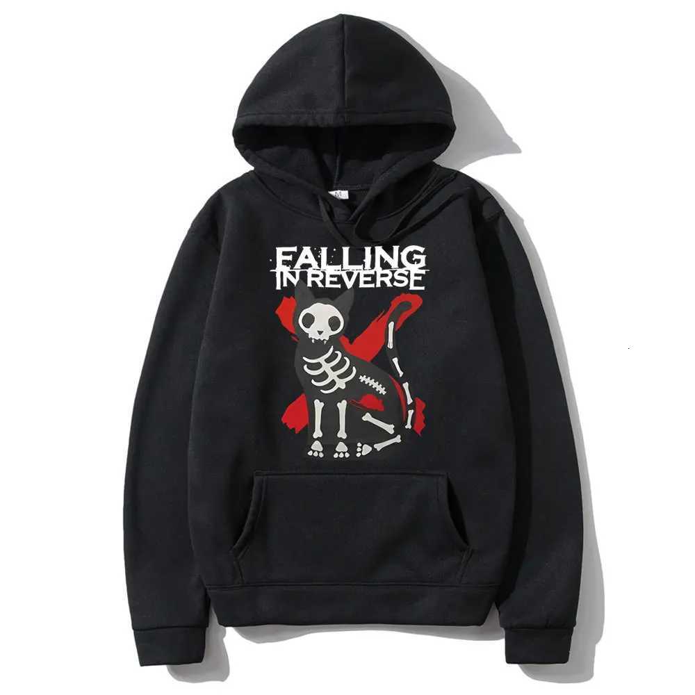 Falling in Reverse Cat Graphic Gothic print Pullover men Fashion Autumn fleece hoodie Long Sleeves clothes Regular Sportwear Y250811