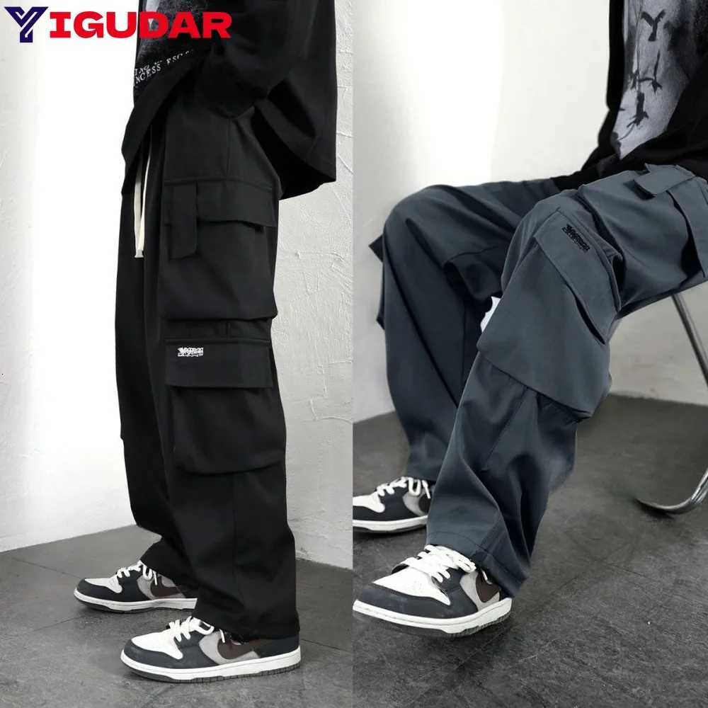 Harajuku Oversized Cargo Parachute Pants Men Streetwear Vintage Y2k Hip Hop Wide Leg Joggers Baggy Casual Sweatpants Techwear X250812