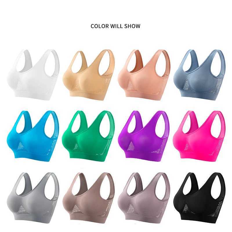 Seamless Mesh Women Sports Bras Fitness Gym Running Underwear Shockproof Bra Wireless Plus Size Crop Top Breathable Bra Z250812