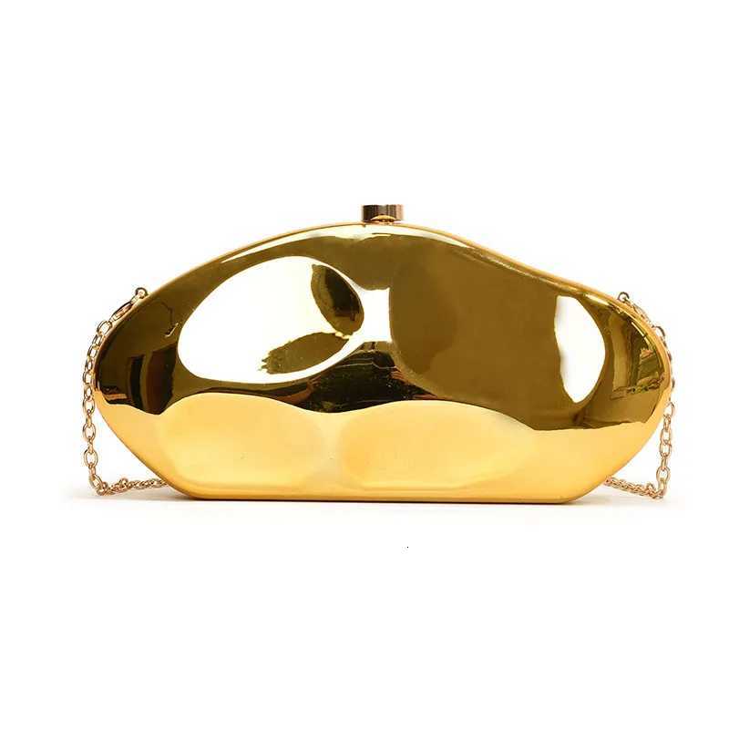 New Acrylic Shell Shape Clutch Ladys Bags Designer Evening Party Cute Metal Shiny Purse Gold Silver Blue Egg Handbags Purse Gift Y250811