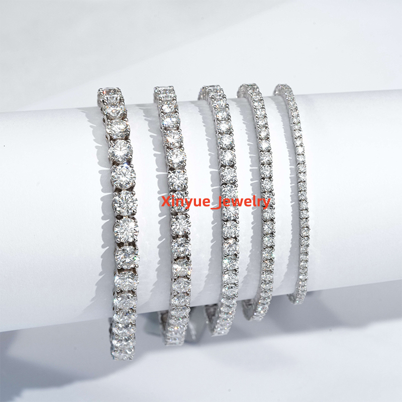 Hot Sell Moissanite Tennis Chain 3mm 4mm 5mm Best Color VS VVS Clarity Moissanite Silver S925 Tennis Bracelet