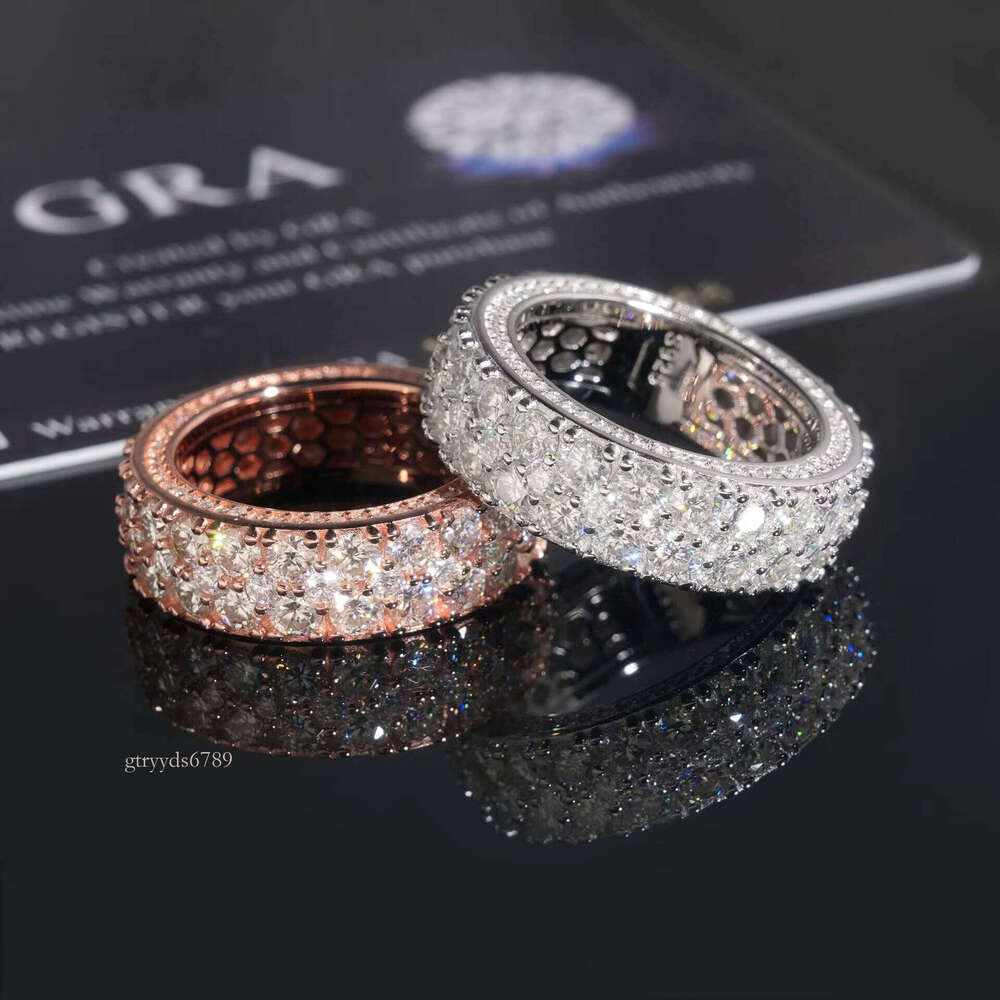 Premium Ring S New Inlaid D Color VVS Moissanite Unisex Silver Jewelry